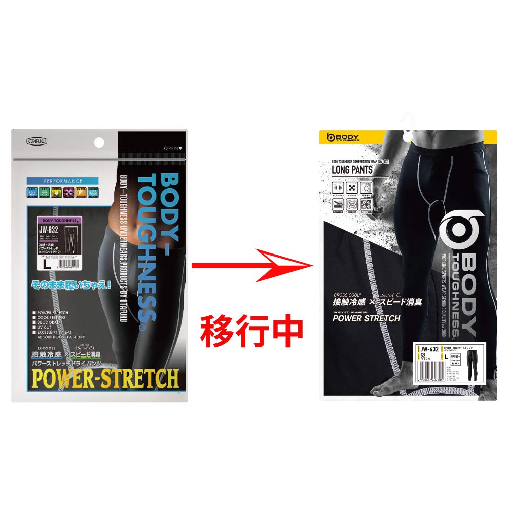 Otafuku Glove Body Tough Cooling and Deodorizing Power Stretch Long Pants Size M of JW-632 Black, (Pack 5)
