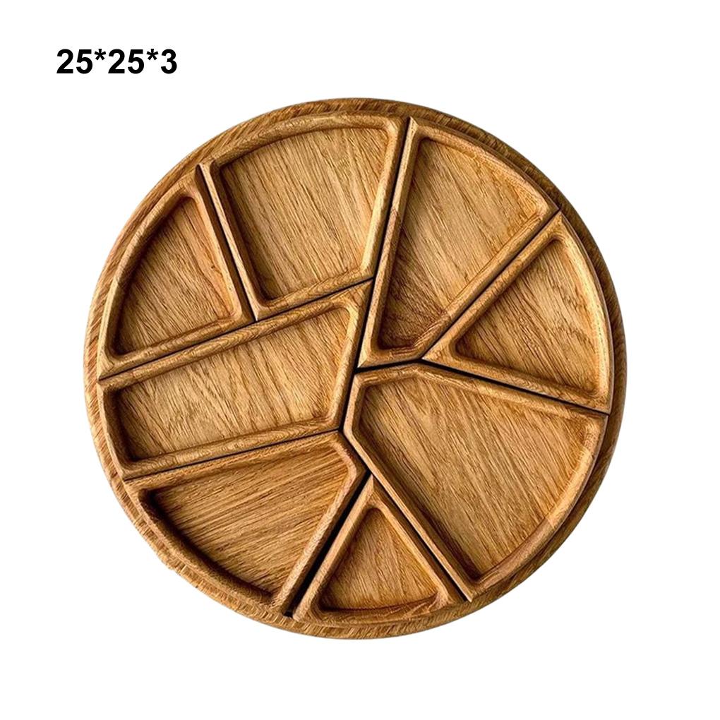 Divided Wood Serving Tray Snack Dessert Platter Fruit Appetizer Serving Plate Serving Platter Round For Candy Nuts Appetizers