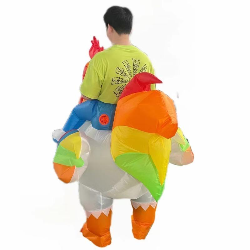 Colorful Inflatable Rooster Costume Halloween Makeup Dance Party Holiday Decorations, Big Inflatable Rooster Costume