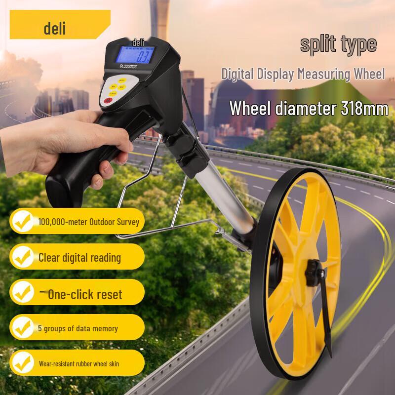 Deli Digital Hand-Push Measuring Wheel DL330312S (CN Version)