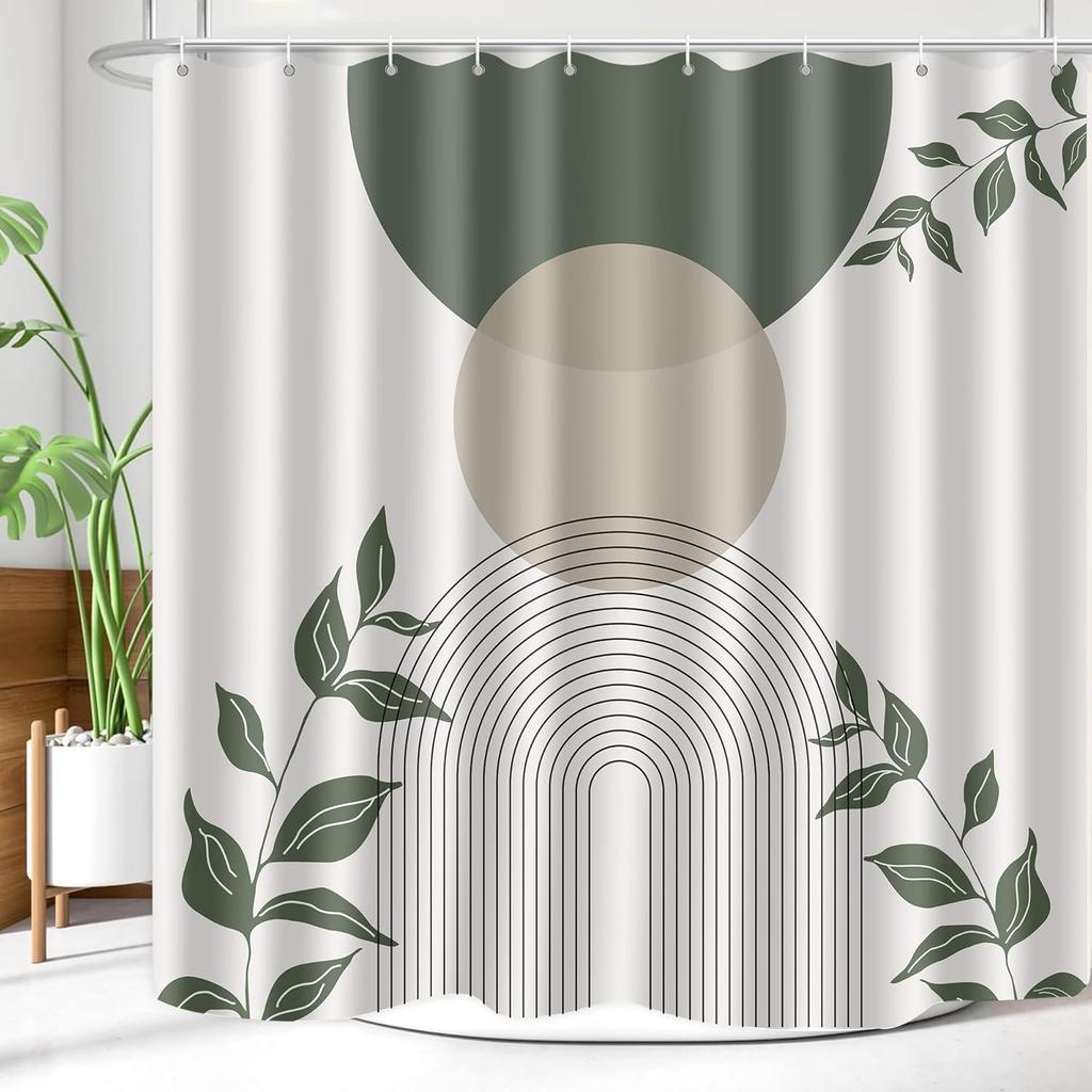 Merry Christmas And Happy New Year Shower Curtain,Santa Claus Elk Snowman Home Bathroom Decor, Bath Curtain With 12 Hooks