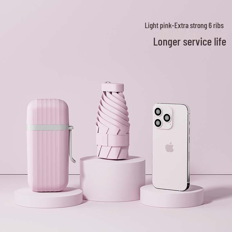 Compact Five-Fold Mini Umbrella: Portable Sun & Rain Shade with UV Protection