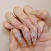 24pcs Fake Nails 3D Epoxy Flower Fake Nails Detachable Fake Nail Tips Press On Nails Removable Fake Nails Acrylic Nail Tips