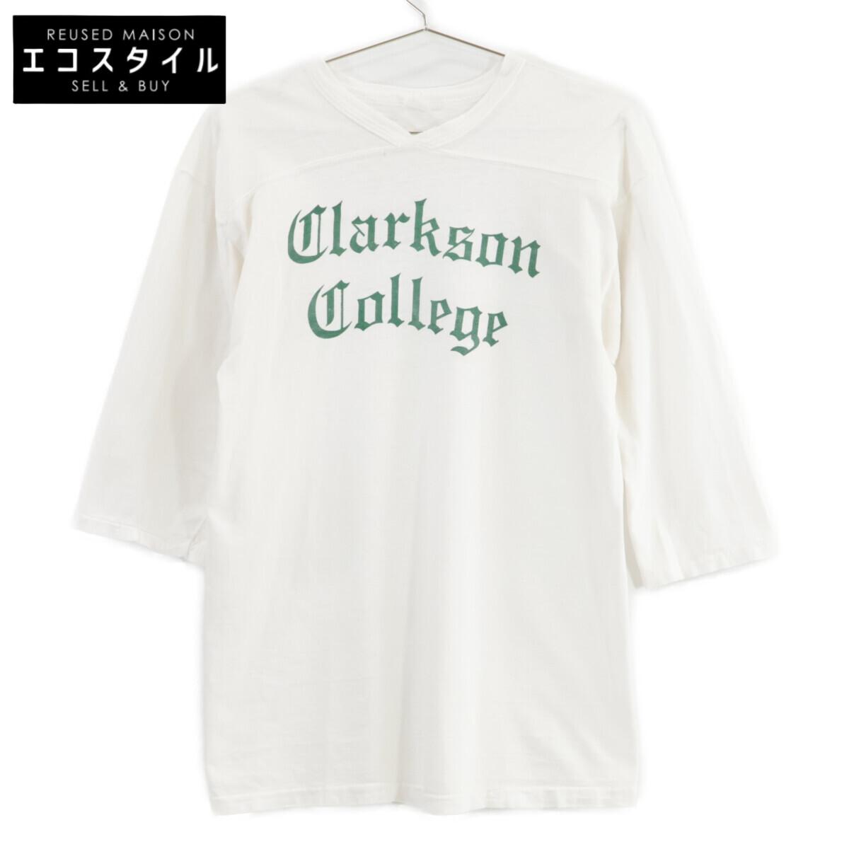 VINTAGE 70 s White Clarkson College Football T-Shirt tops Not written whiteUsed