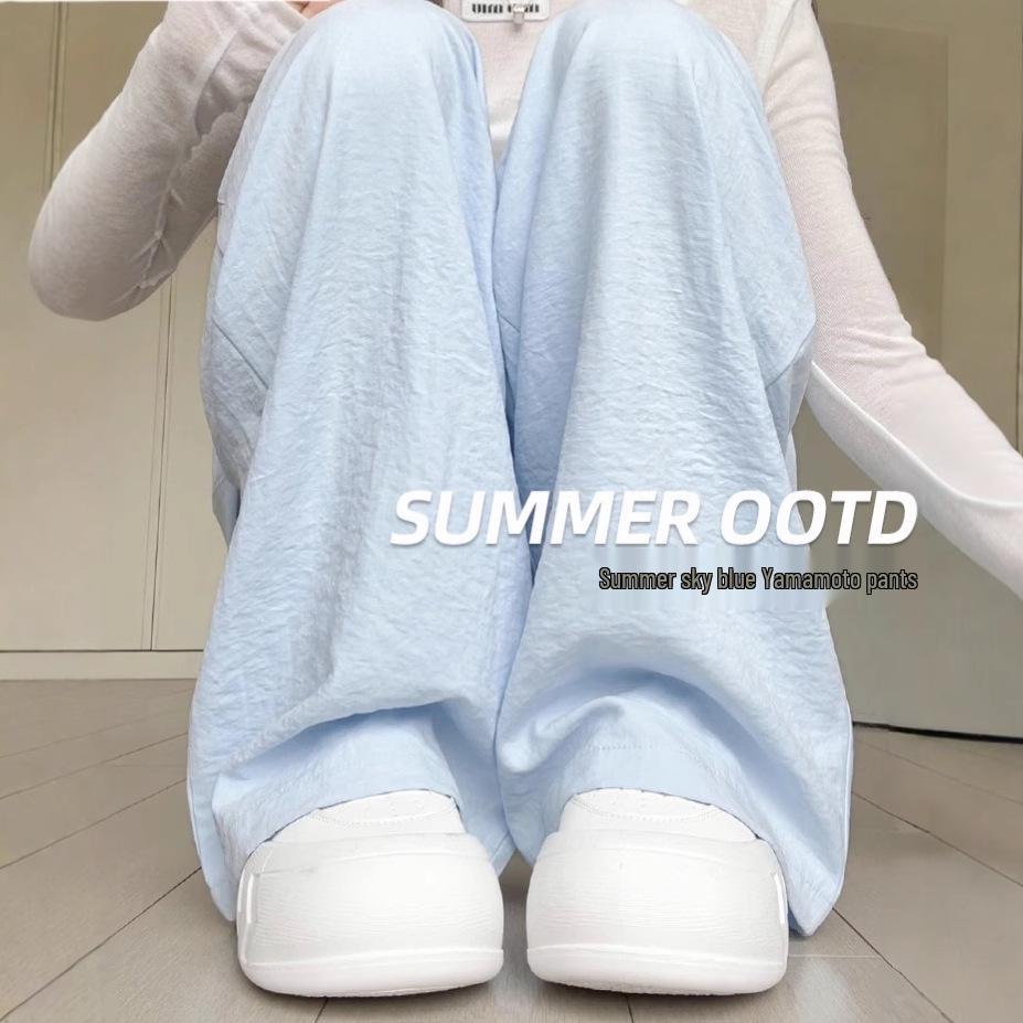 

2025 Summer High Waist Straight-Wide Leg Pants for Women - Drape Texture M (95-105 lbs)