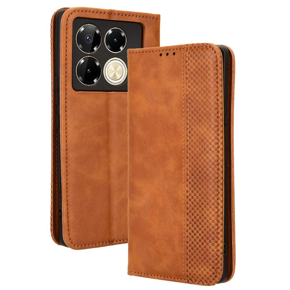 

For Infinix Note 40 Pro 4G/X6850 Wallet Case Retro Leather Phone Cover Brown
