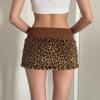 Y2K Leopard Patchwork Lace-Up Mini Skirt with Waistband