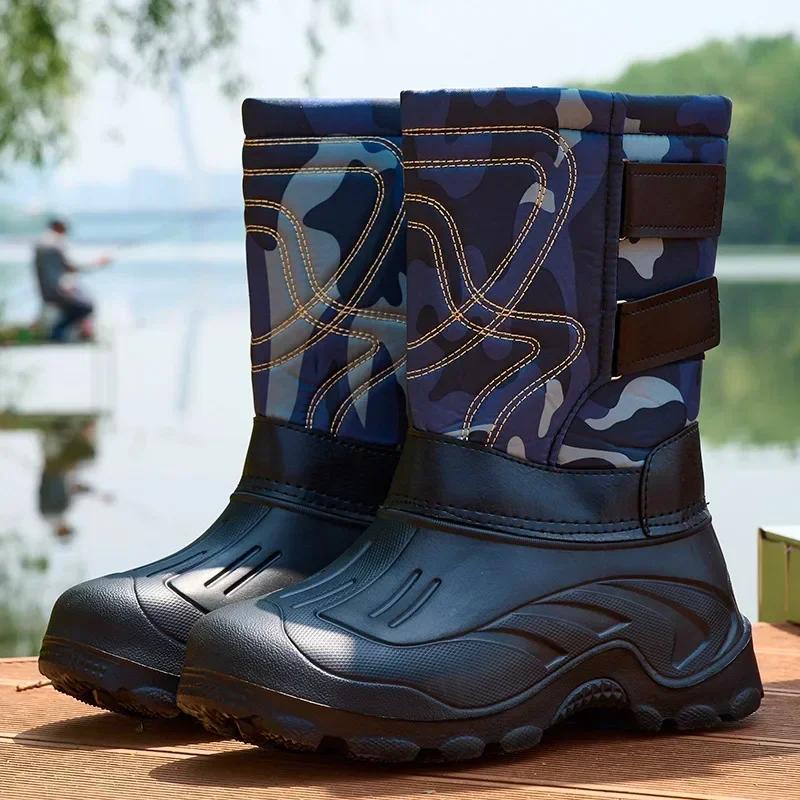 Work Boots for Men Waterproof  Spring New Non-slip Fishing Boots Comfortable Farm Men Boots Winter Plus Cotton Rain Boots
