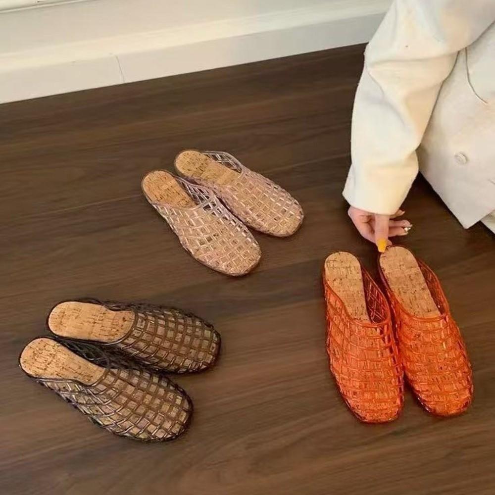 Soft Fishing Net Jelly Sandals Non-Slip DIY Shoes Charms Shoes Casual PVC Crystal Slippers  Girls