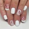 24PCS White Flower Press On Nail French Manicure Design False Nail For Parties Concerts Women Holiday Parties Decors