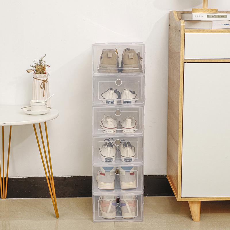 Transparent Flip-Top Shoe Storage Box - Dustproof Home Shoe Organizer Display Cabinet