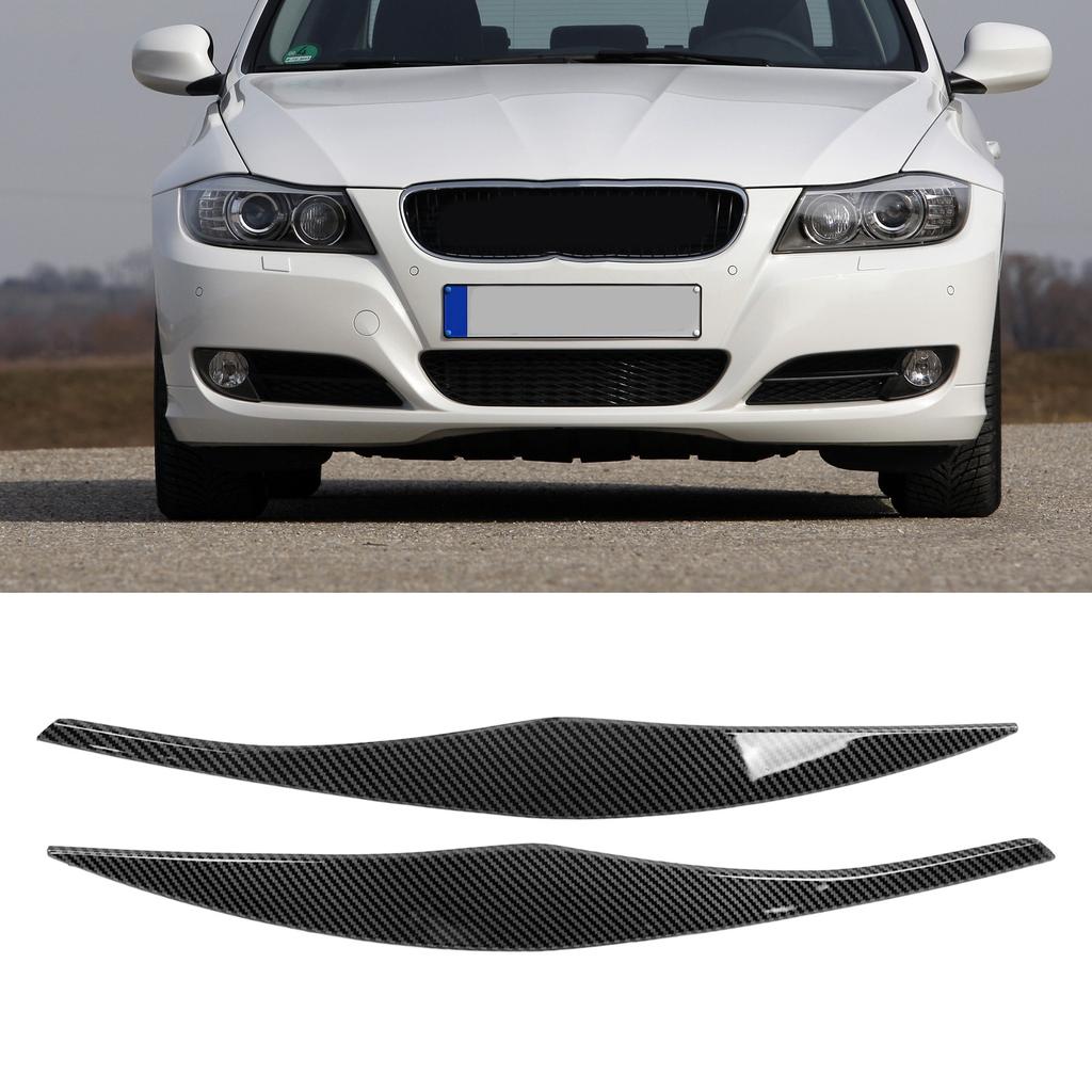 2 szt. Pokrywa Brwi Reflektora Przedniego Zewnętrzna Listwa Dekoracyjna Samochodu Zamiennik dla Serii 3 E90 E91 Sedan 2005‑2012