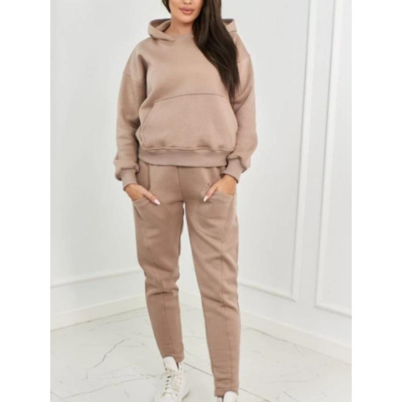 Módní dámská dvoudílná mikina na zip a široké tepláky, ležérní souprava