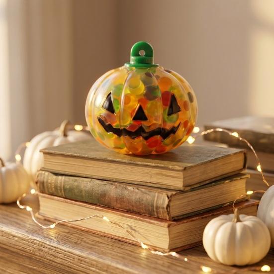 Halloween Pumpkin Squeeze Toy Stress Relief Cartoon Pumpkin Sensory Toy Soft Stretchy Bead Filled Pumpkin Pinch Toy Party Favors