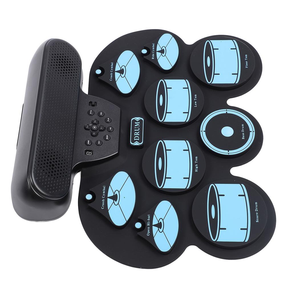 Electronic Drum Pad Hand Rolled Drum Pad Double Speakers Rechargeable Silicone Roll Up Drum Pad