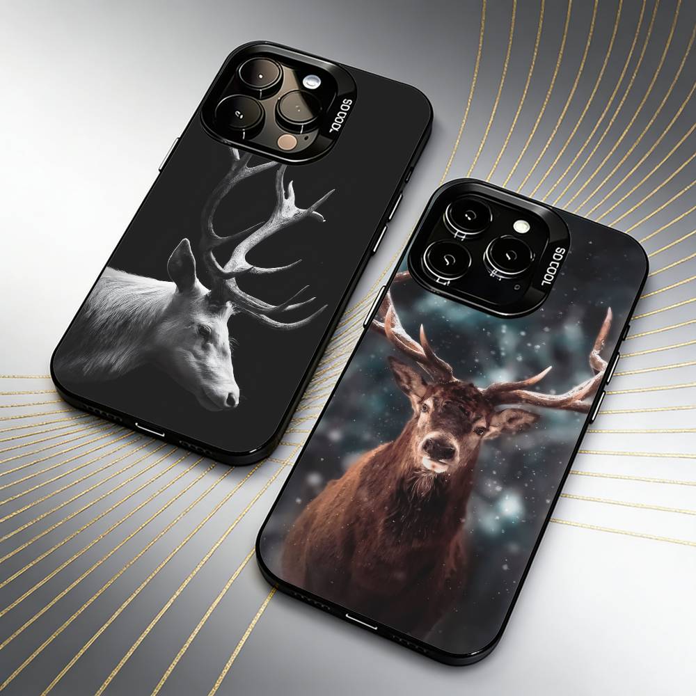 Lucky DEER Bless You Printing Phone Case For iPhone 16 17 15 14 12 13 Pro Max Black Candy Matte Shockproof Cover