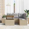 Garden Sofa Set with Cushions 5 pcs Beige and Light Grey Poly Rattan