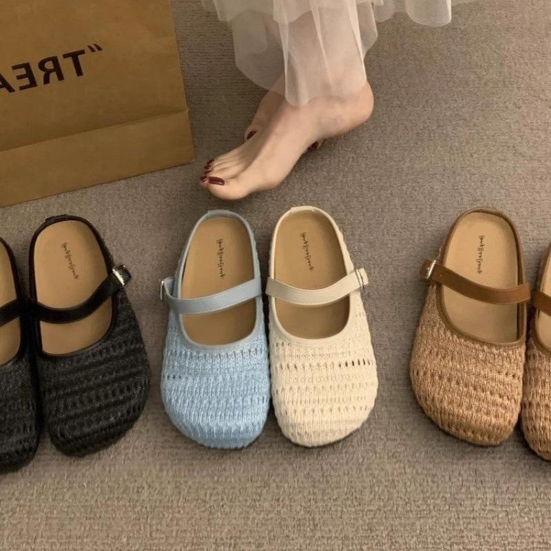 Fashion Fashion Style Women's Flats Slippers Suede Fad Mules Shoes New Slingback Sandals Summer Casual Flip-flops Woman Slides Sandals