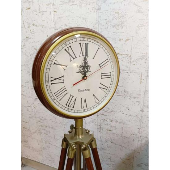 Victorian London Vintage Style Table and Floor Clock with Adjustable Wooden Tripod Stand Home Office Décor 60" X 12"