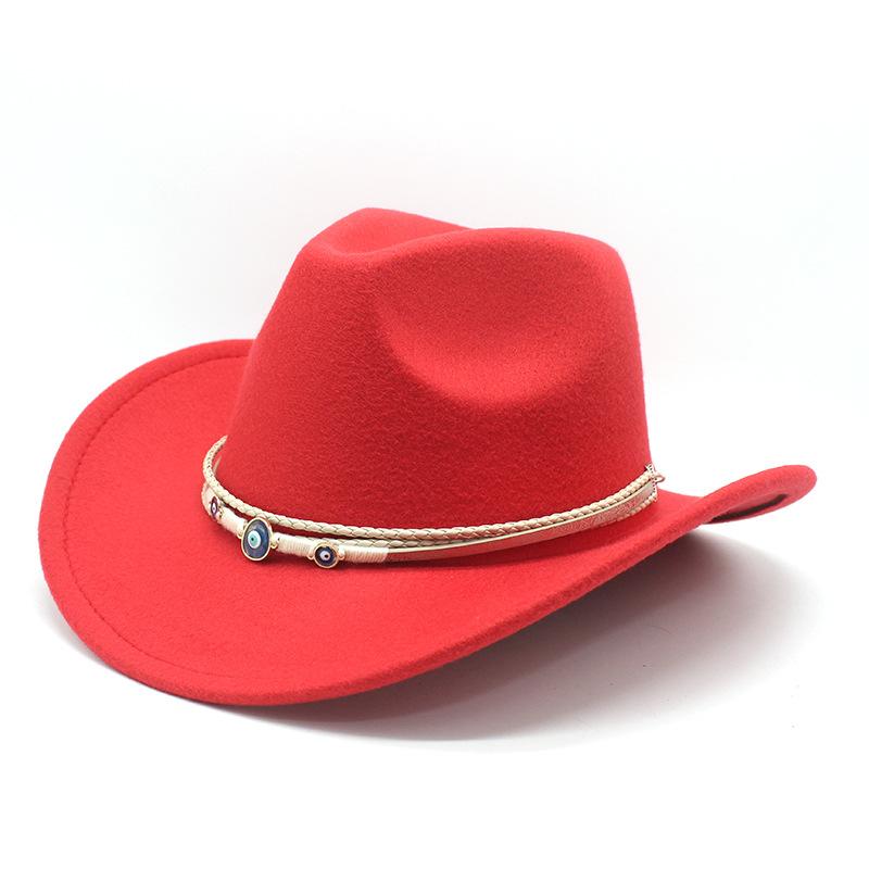 

Верблюжий Осенне-Зимний Мужской Женский Семейный Ковбойская Шляпа в Западном Стиле Широкополая Солнцезащитная Шляпа красный