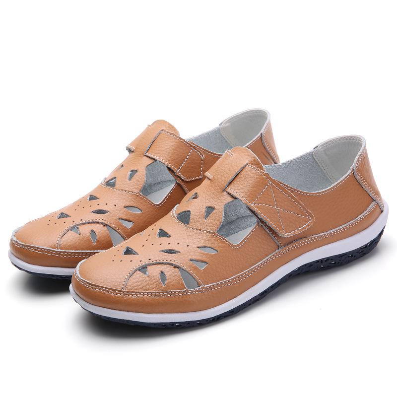 Summer Genuine Leather Retro Hollow Sandals for Women