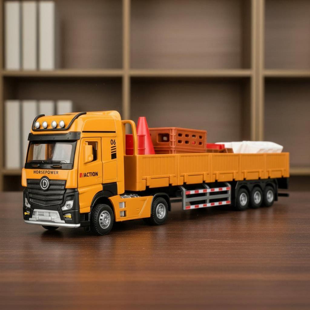 1:32 Scale Flatbed Truck Pull-Back Function Tractor Hauling Unit Model