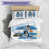 Set Biancheria da Letto Stampata Calcio Argentina 3 Pezzi Copriletto Traspirante Accogliente come Regalo per Inaugurazione Casa o Festa