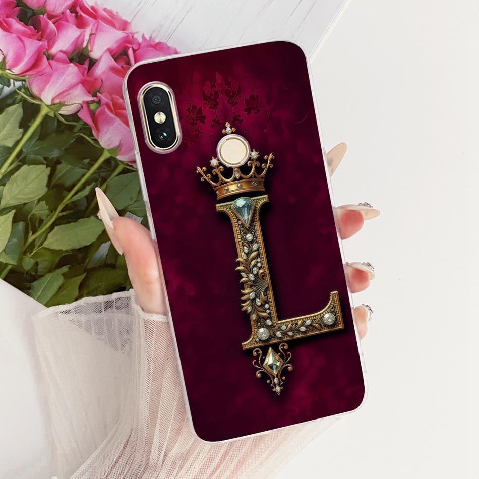 For Xiaomi Redmi Note 6 Pro Royal Crown Initial Letter Couple Phone Case For Redmi Note6 Soft Silicone TPU Covers Bumpers