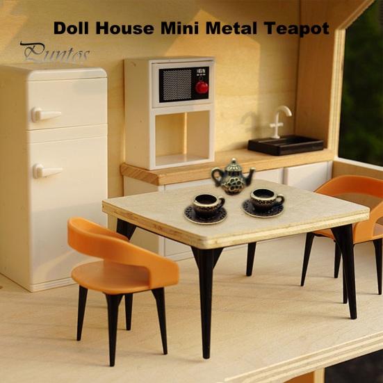 5 Stück/Set 1:12 Puppenhaus-Teekannen-Set, Miniatur-Teekanne, Teetasse, Untersetzer, Modell-Set, Esstisch, Modell, Dekor, Spielzeug, Puppenhaus-Zubehör