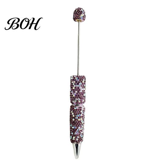 Crystal Diamond Gel Pen Beadable Pens, Bling Rhinestone Beaded DIY Bead Pen, Shaft Set Black Ink Ballpoint Pens for Decorations Office School Supplies