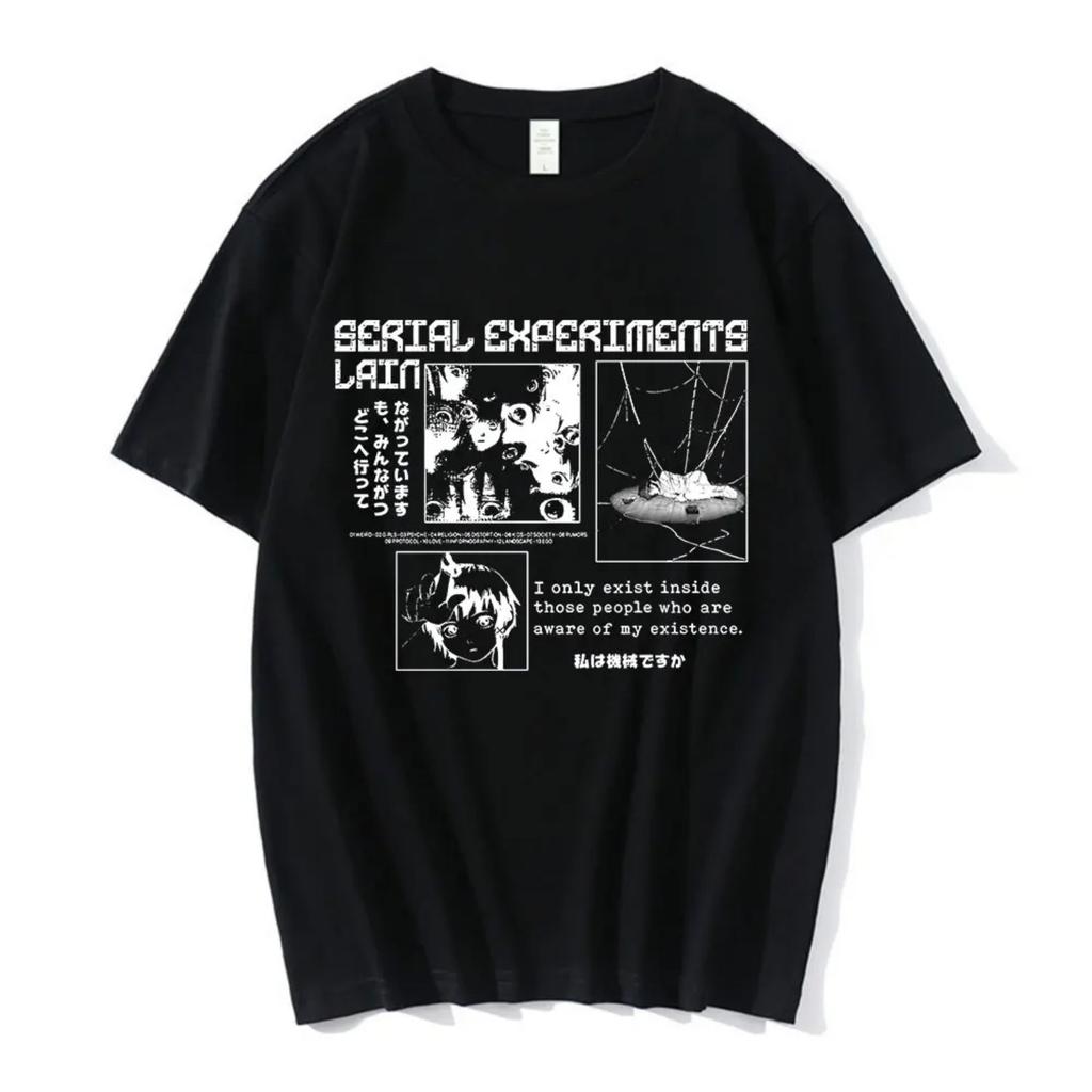 Anime Series Experimental Lain Ladies T-shirt 3D Graphics Iwakura Manga Sci-fi Printing Round Neck Women's Short Sleeve