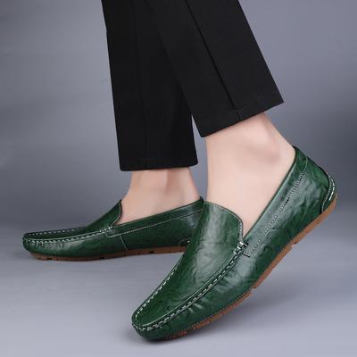 Fashion Fashionable Men Spring and Summer Comfortable Cowhide Soft Sole Bean Shoes Brand New Men Breathable and Anti Slip Driving Shoes