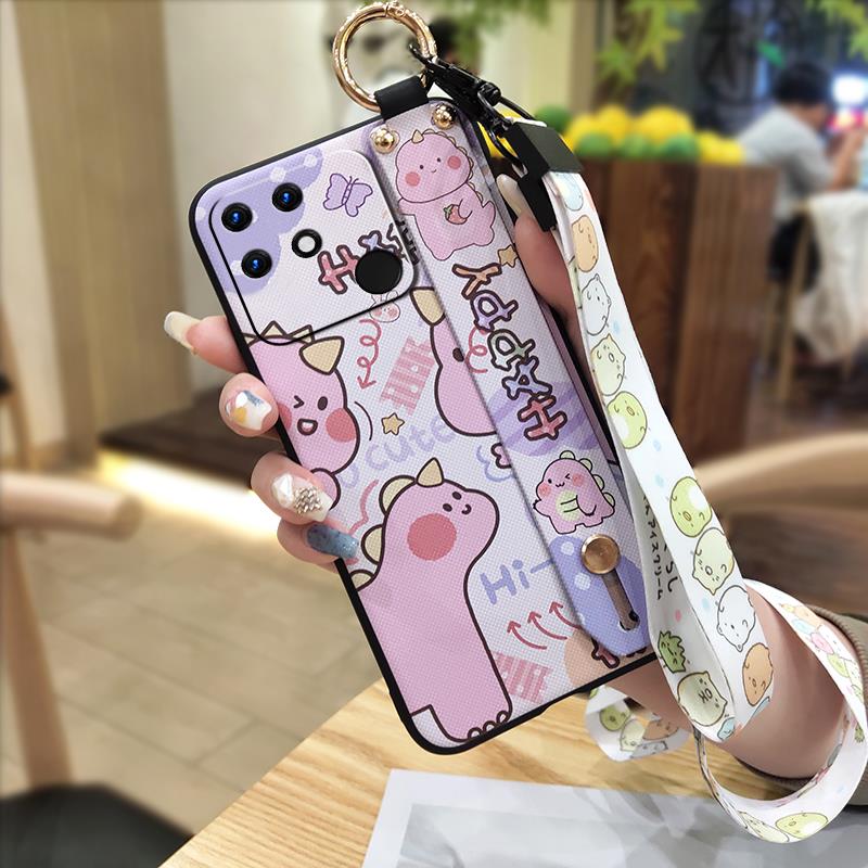 Cute Lanyard Phone Case For OPPO Realme Narzo 50A Shockproof Anti-dust Phone Holder Protective Dirt-resistant Back Cover