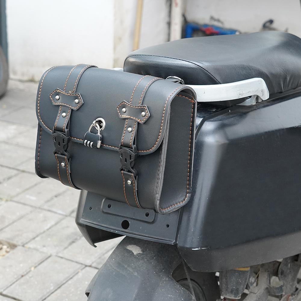 PU-Leder Reisegepäcktasche Motorradtasche Cruiser für Harley Universal Motorrad Seitentasche Wasserdichte Werkzeugtasche Satteltaschen