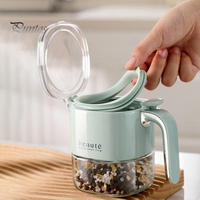 Barattolo per condimenti in vetro sigillato, contenitore per spezie con coperchio a pulsante, contenitori per spezie vuoti a prova di umidità per la cucina
