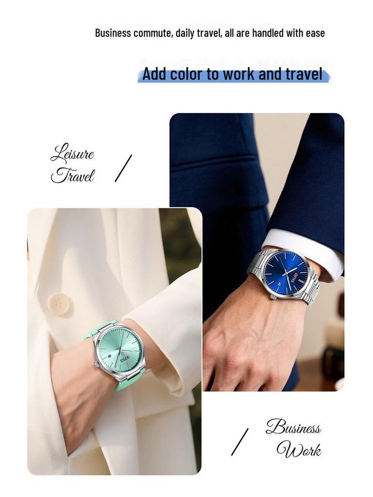 OFNS Classic Unisex Quartz Wristwatch with Calendar, Luminous Hands, 30M Waterproof, Thin Design, High-Value Bar Index.