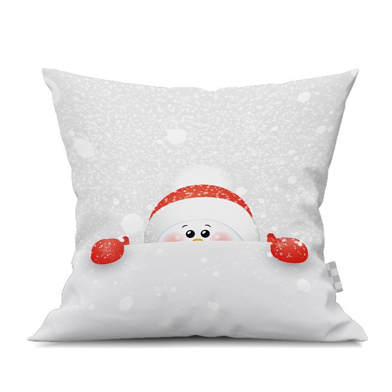 2022 New Christmas Snowman Peach Skin Pillow Case Cute Cartoon Waist Pad Back  Home Decoration