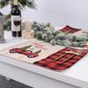 Christmas Home Decoration Magenta Black Check Table Mat Cartoon Tablecloth Table Mat Home Table Dress Knife and Fork Mat