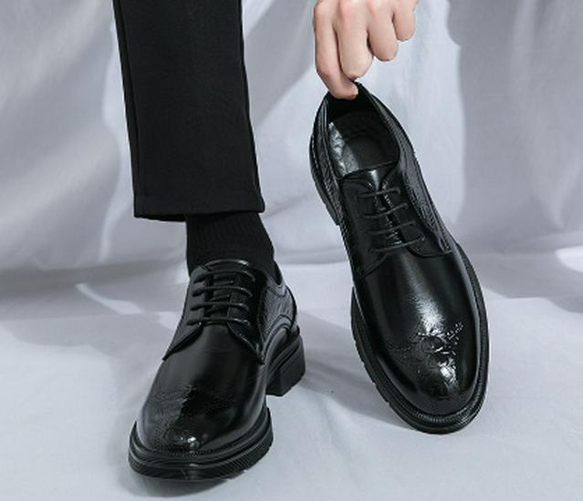 Plus Size Men s Slip-on Loafers - 2025 Trendy Korean Style Leather Business & Wedding Shoes 45 чёрный