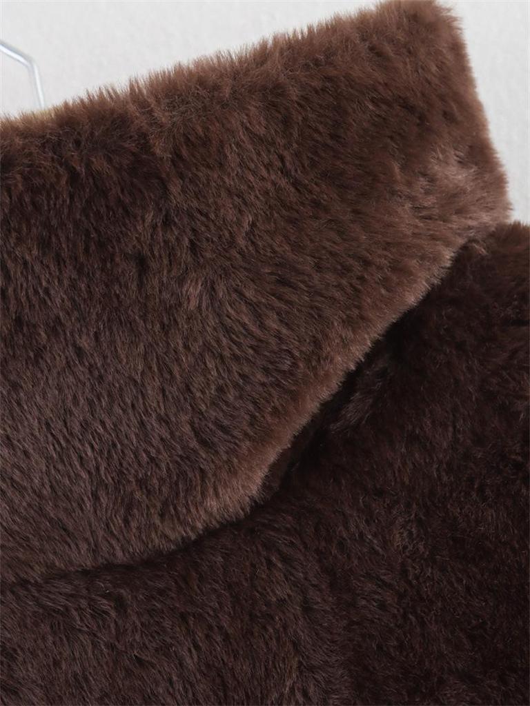 Podzimní/jarní dámský jednobarevný chlupatý top bez rukávů s polovysokým výstřihem a výstřihem 2025