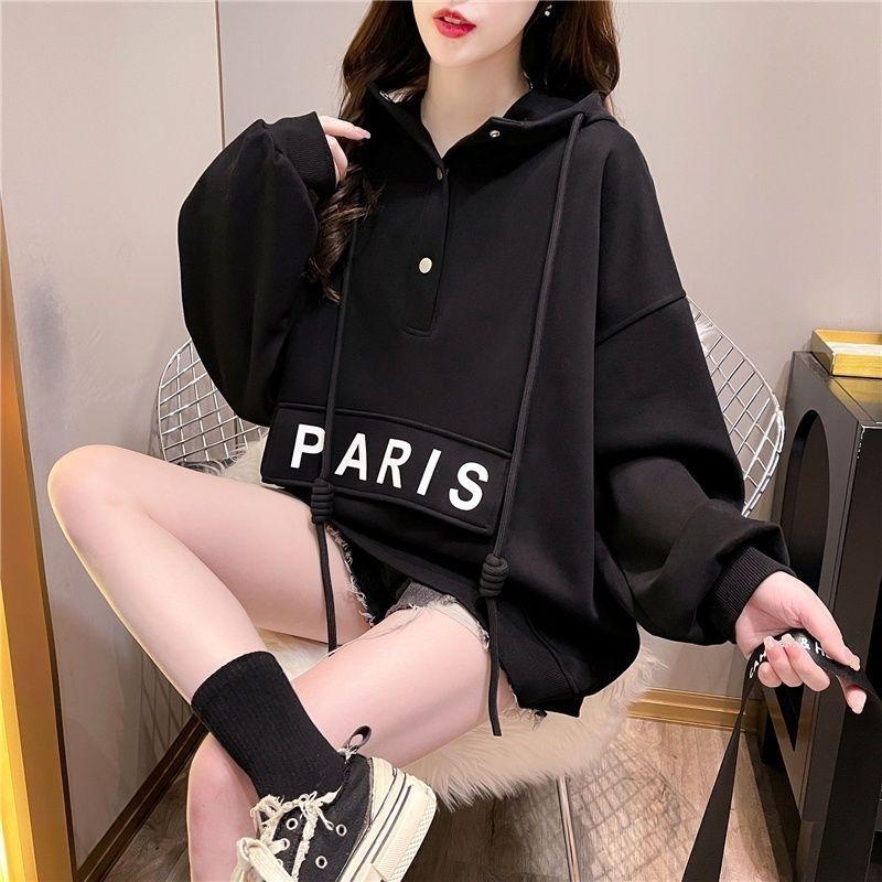 Plus Size Women's Fleece Lined Thickened Hoodie Casual Loose Tops Outerwear Long Sleeve Winter Coat Hooded Sweatshirt