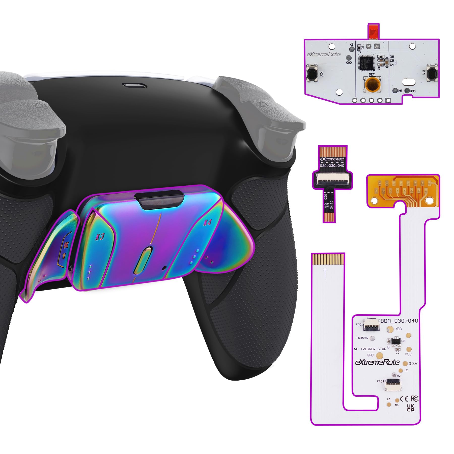 

eXtremeRate Metal version Chameleon RISE4 V3 back remap kit with rubber grip for compatible with ps5 controller upgrade board for ps5 controller black