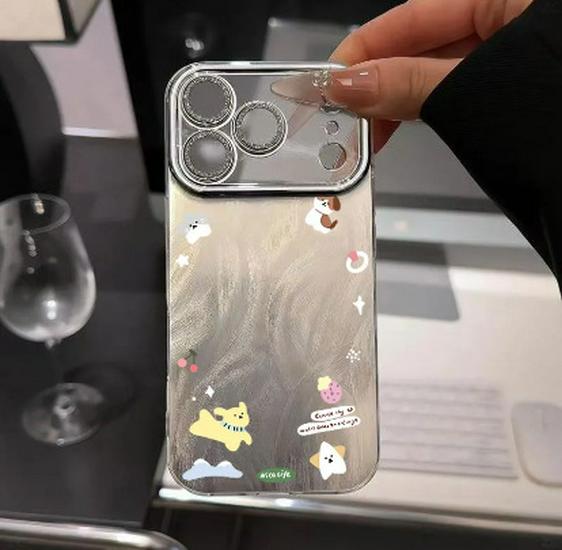 

Floral Fine Hole Yarn Dog Case for Apple 17ProMax/16, Dirt-Resistant Cartoon Design for 15, 13, 14Pro, 11 Apple 16 Pro