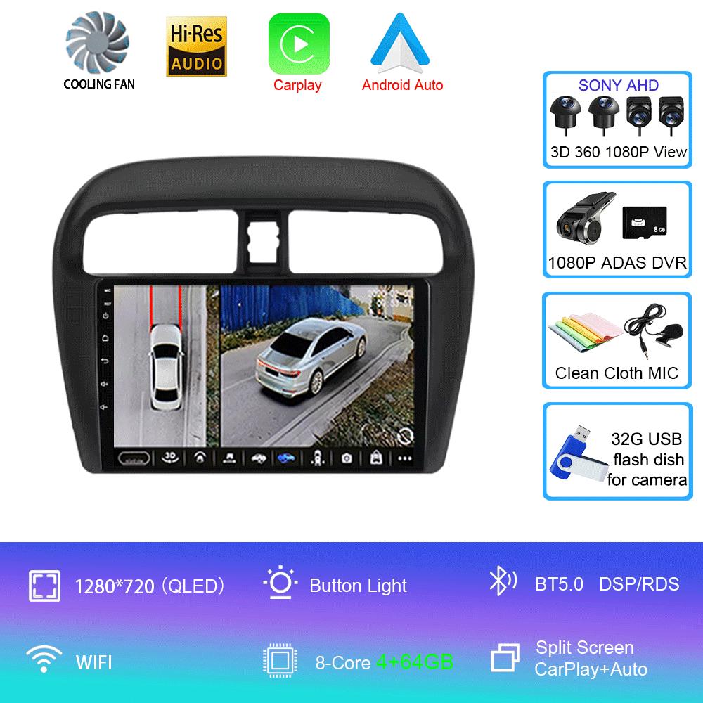Android14 Car Radio For Mitsubishi Mirage Attrage 2012 - 2018 Multimedia Video Player Stereo GPS Navigation 5G WIFI DSP Carplay