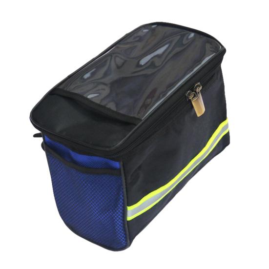 

Велосипед для велосипедів на відкритому повітрі Сумка-трубка з передньою рамою Велосипедна ручка. Кошик синій