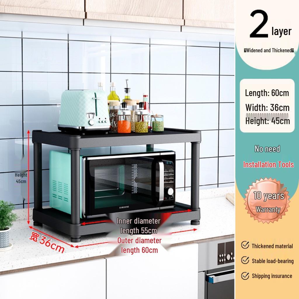 Multi-Layer Kitchen Storage Rack: Microwave & Pot Holder with Shelves