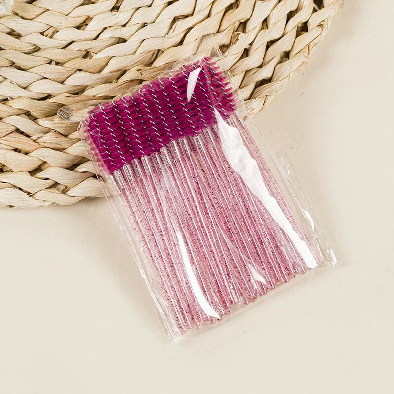 50 Pièces Brosses Jetables pour Extensions de Cils Sourcils Cils Goupillons Baguettes de Mascara Avec Étui de Rangement Outils de Maquillage de Beauté
