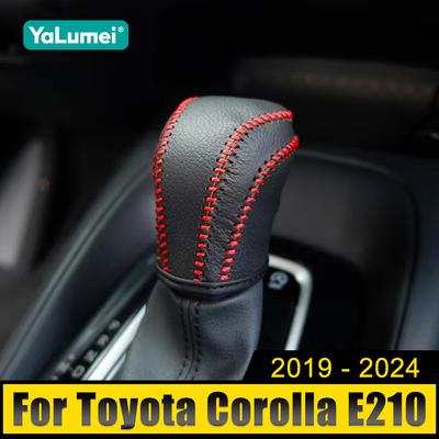 Leather Car Gear Head Shift Knob Cover Gear Shift Collars Case For Toyota Corolla E210 2019-2021 2022 2023 2024 Hybrid