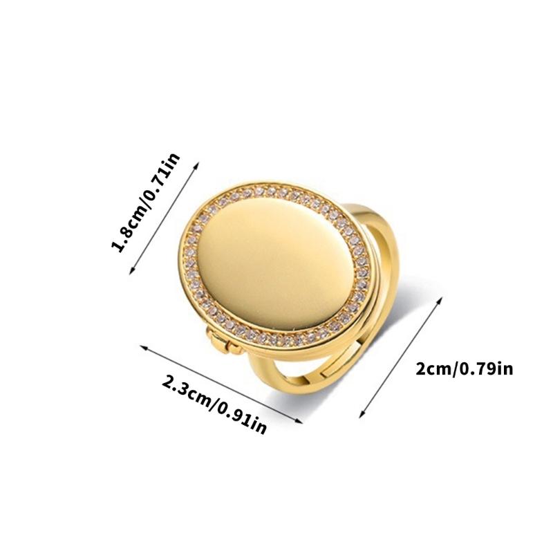 Geometric Oval Locket Ring for Women Men Openable Photo Frame Finger Ring Family Love Jewelry Rings