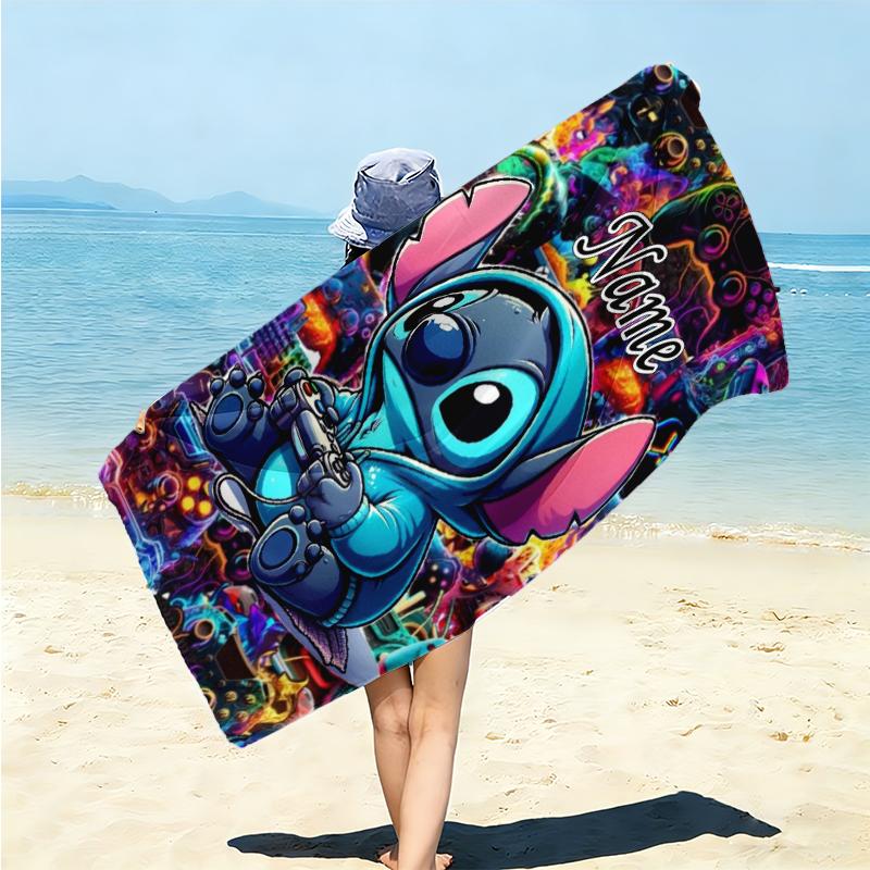 Personalized Butterflies Stitch's Adventure Beach Towel Microfiber Beach Towel Thin Absorbent for Beach Swimming Yoga Bath Sports. 0910225